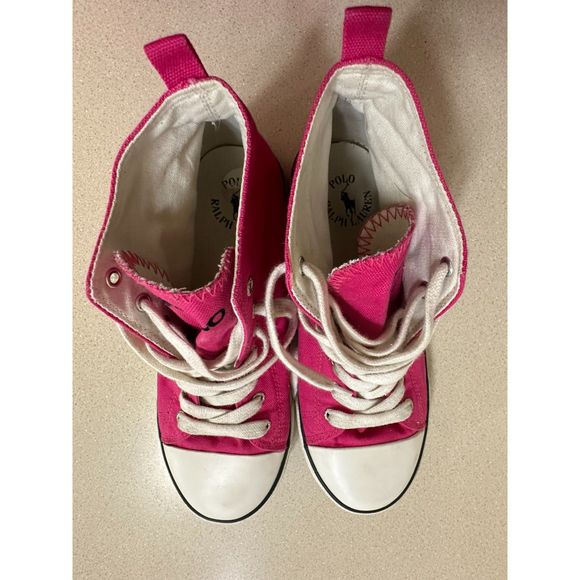 Polo Ralph Lauren Pink High Top Sneakers, Size 6 - Picture 3 of 7